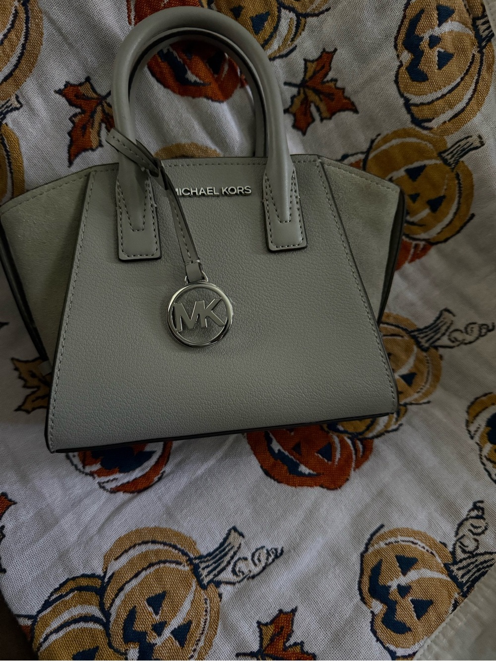 Michael Kors Light Gray Mini Satchel with MK Charm